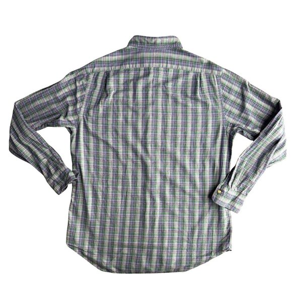 Polo Ralph Lauren Mens Plaid Button‎ Down Shirt Size L Green Long Sleeve Pony - Picture 6 of 7